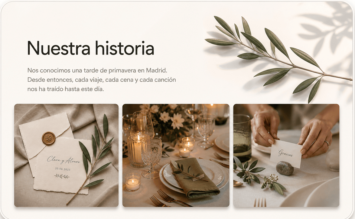 Wedding website story preview.